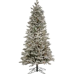 7Ft - 9Ft-National Tree Company 7 1/2' Feel Real® Christmas Snowy Slim Hinged Tree With 2600 Warm White Led Crab Lights