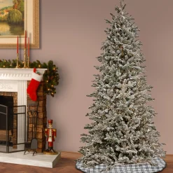 7Ft - 9Ft-National Tree Company 7 1/2' Feel Real® Christmas Snowy Slim Hinged Tree With 2600 Warm White Led Crab Lights