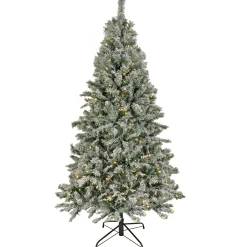 5Ft - 6Ft-National Tree Company 6 1/2' Snowy Harwich Hinged Tree With 350 Dual Color Led Lights