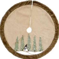 Christmas Tree Skirt-National Tree Company 48" Alpine Collection Snowman And Pines Tree Skirt
