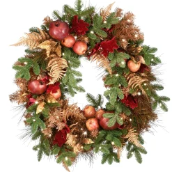 Harvest Wreath-National Tree Company 30" Apple Decorated Christmas Wreath With Led Lights