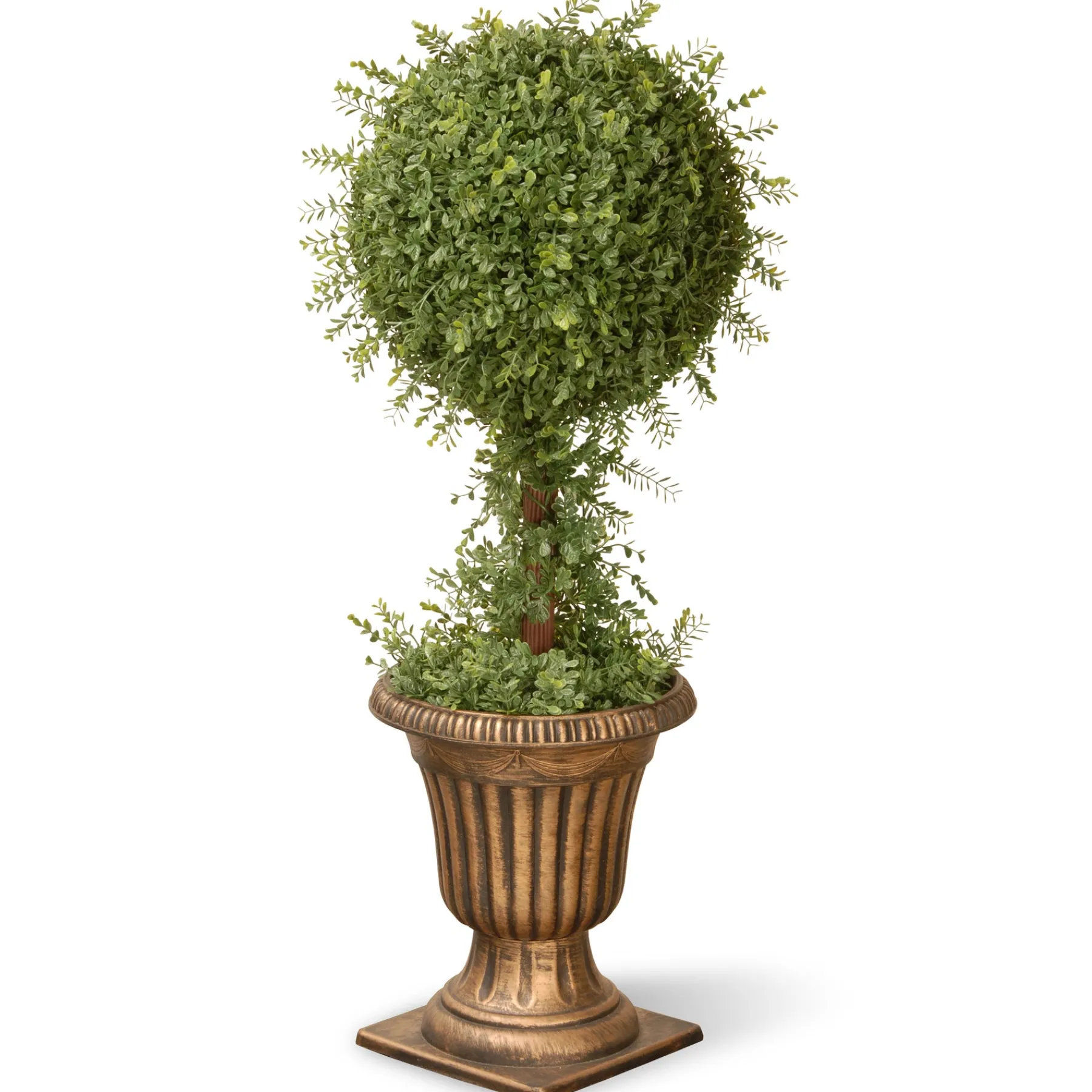 National Tree Company Potted Plants^36" Artificial Mini Tea Leaf 1 Ball Topiary In Urn