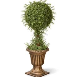 Topiaries / Shurbs-National Tree Company 36" Artificial Mini Tea Leaf 1 Ball Topiary In Urn