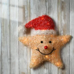 Christmas Accessories-National Tree Company 18" Battery Operated Smiling Yellow Star