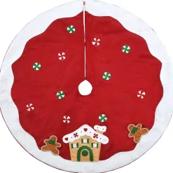 Christmas Tree Skirt-National Tree Company 48" Be Merry Collection Gingerbread House Tree Skirt