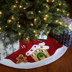 Christmas Tree Skirt-National Tree Company 48" Be Merry Collection Gingerbread House Tree Skirt
