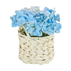 Flower Bouquets-National Tree Company 10" Blue Hydrangea Bouquet In White Basket