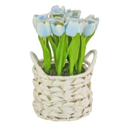 National Tree Company Flower Bouquets^10" Blue Tulip Bouquet In Metal Pot