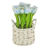 Flower Bouquets-National Tree Company 10" Blue Tulip Bouquet In Metal Pot