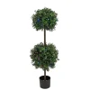 Topiaries / Shurbs-National Tree Company 46" Boxwood Double Ball Topiary With Multi-Function Led Lights