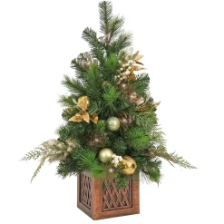 Full-National Tree Company 3' Christmas Yuletide Glam Decorated Table Top Tree In Pot, 35 Warm White Led Lights- Battery Operated With Remote Control