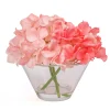 National Tree Company Flower Bouquets^8" Coral Hydrangea Bouquet In Glass Vase