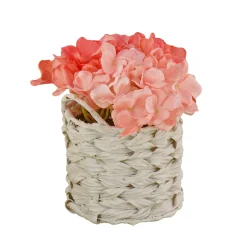 National Tree Company Flower Bouquets^10" Coral Hydrangea Bouquet In White Basket