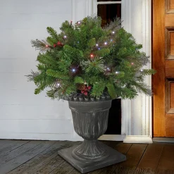 Christmas Greenery-National Tree Company 24" Crestwood® Spruce Porch Bush With Twinkly Led Lights