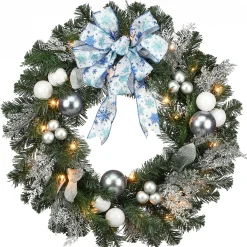 25" To 36" Wreath-National Tree Company 32" Decorative Collection Ornament Wreath With Clear Lights