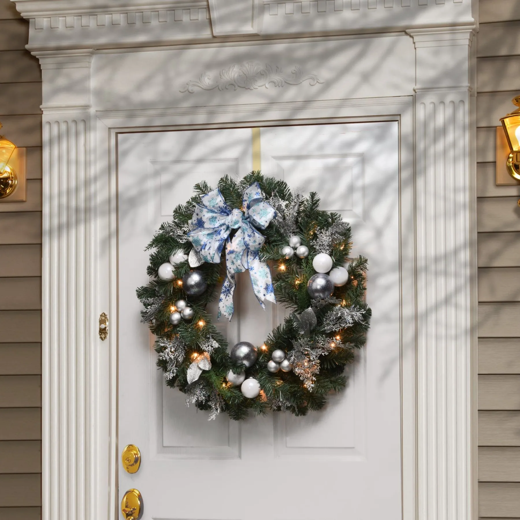 25" To 36" Wreath-National Tree Company 32" Decorative Collection Ornament Wreath With Clear Lights