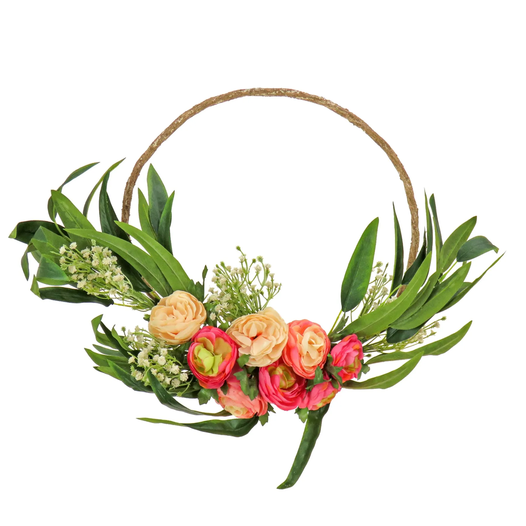 National Tree Company Flower Wreaths^16" Eucalyptus And Buttercups Hoop Wreath