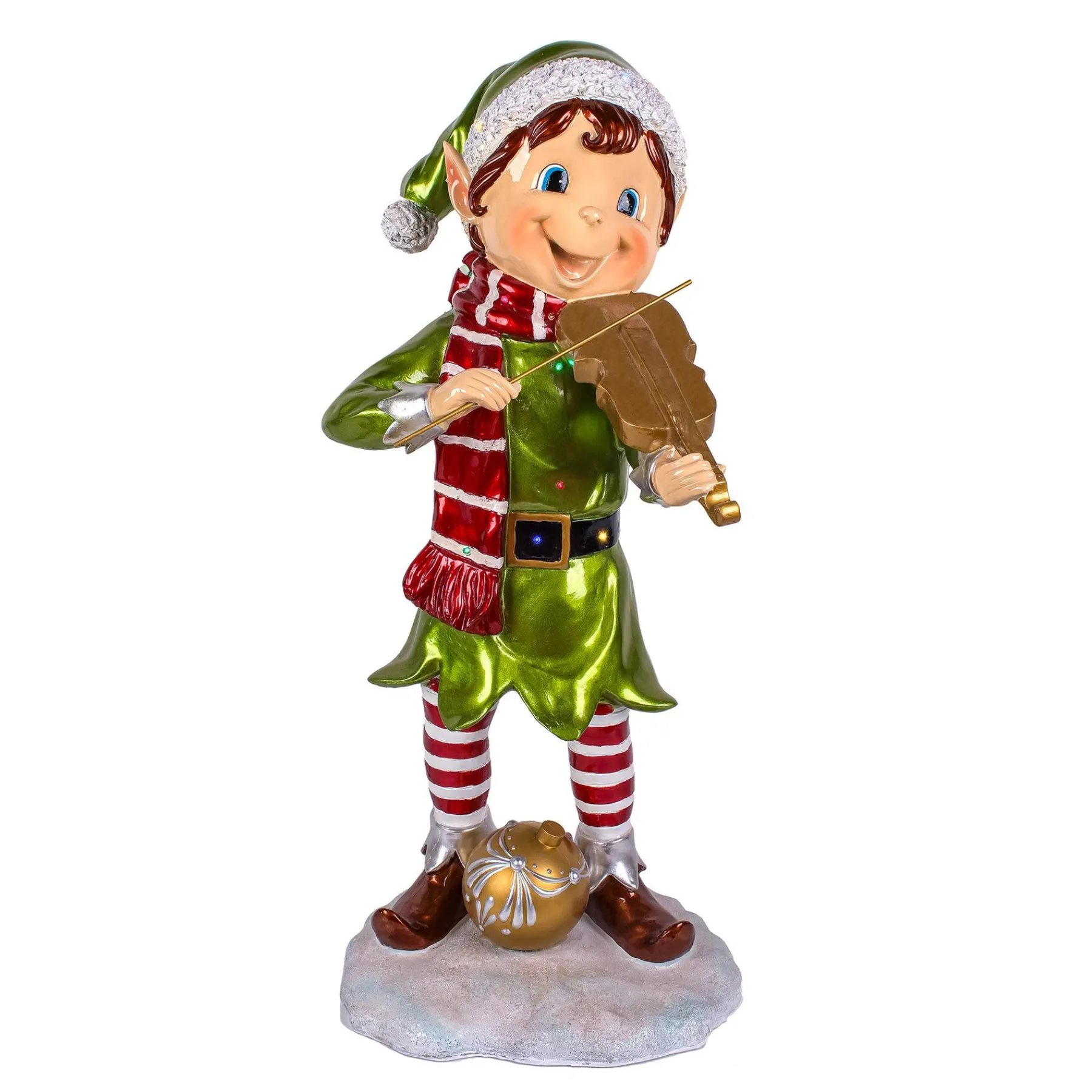 Christmas Accessories-National Tree Company 36" Fiddle Playing Pixie Elf With Multicolor Lights