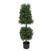 National Tree Company Potted Plants^4 Ft. Boxwood Cone And Ball Topiary With Multi-Function Led Lights
