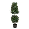 Topiaries / Shurbs-National Tree Company 4 Ft. Boxwood Cone And Ball Topiary With Multi-Function Led Lights