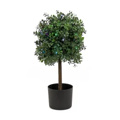 National Tree Company Topiaries / Shurbs^2 Ft. Boxwood Single Ball Topiary With Multi-Function Led Lights