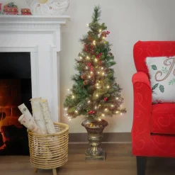 Warm White Led-National Tree Company 4 Ft. Crestwood Spruce Entrance Tree With Warm White Led Lights