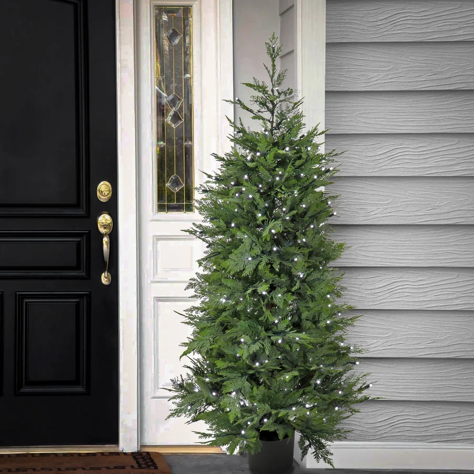 Topiaries / Shurbs-National Tree Company 5 Ft. Cypress Tree With Multi-Function Led Lights