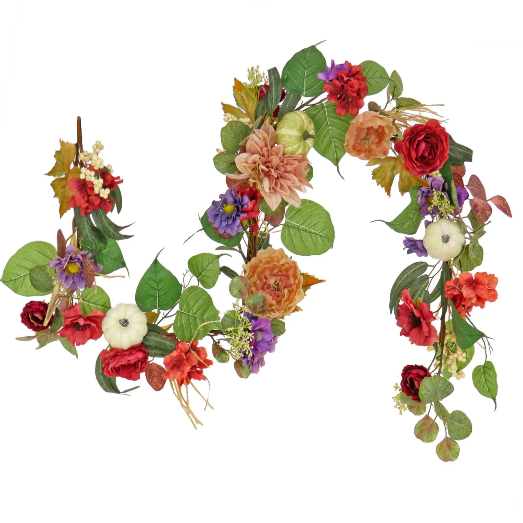 Harvest Garland-National Tree Company 6 Ft Harvest Serenity Floral And Pumpkins Garland