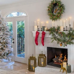 7Ft - 9Ft-National Tree Company 7.5 Ft. Hgtv Home Collection Pre-Lit Flocked Bavarian Pine Tree