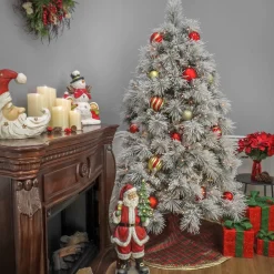 7Ft - 9Ft-National Tree Company 7.5 Ft. Hgtv Home Collection Pre-Lit Flocked Bavarian Pine Tree
