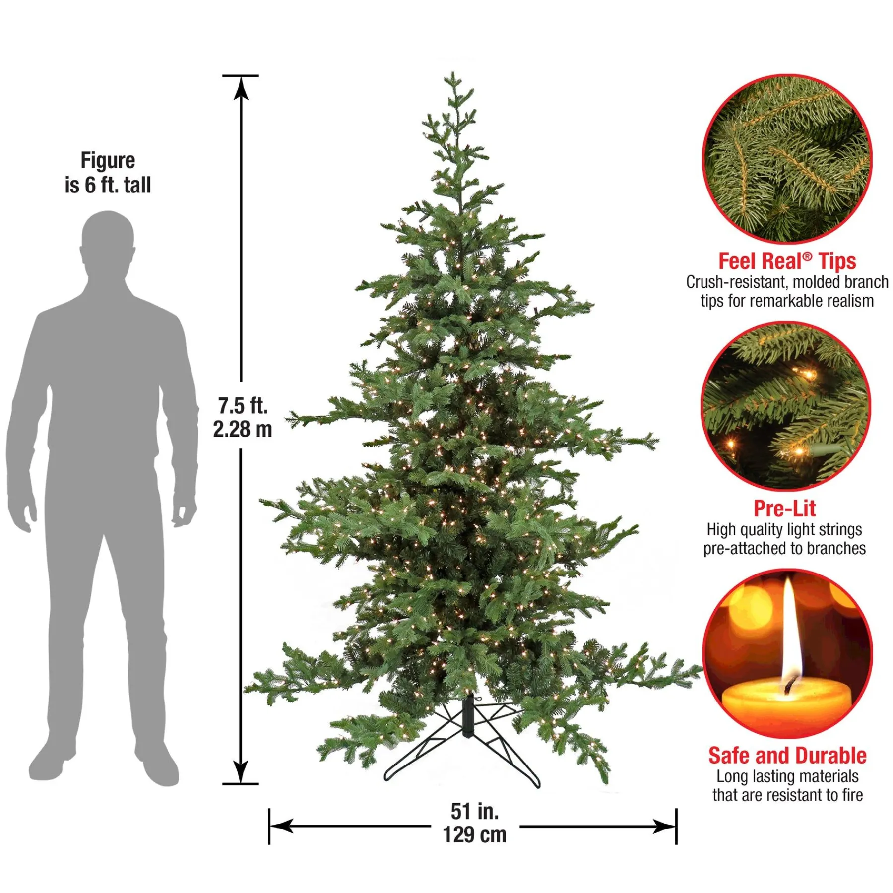 7Ft - 9Ft-National Tree Company 7.5 Ft. Hgtv Home Collection Pre-Lit Decorator Tree