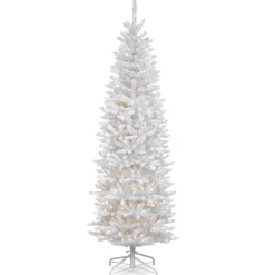 National Tree Company Slim^6.5 Ft Kingswood White Fir Pencil Tree With Clear Lights