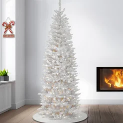 National Tree Company Slim^6.5 Ft Kingswood White Fir Pencil Tree With Clear Lights