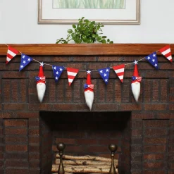 Patriotic Accessories-National Tree Company 6 Ft Patriotic Flags And Red Gnomes Garland