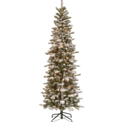 National Tree Company Slim^7.5 Ft. Powerconnect(Tm) Snowy Sheffield Spruce Pencil Slim With Clear Lights