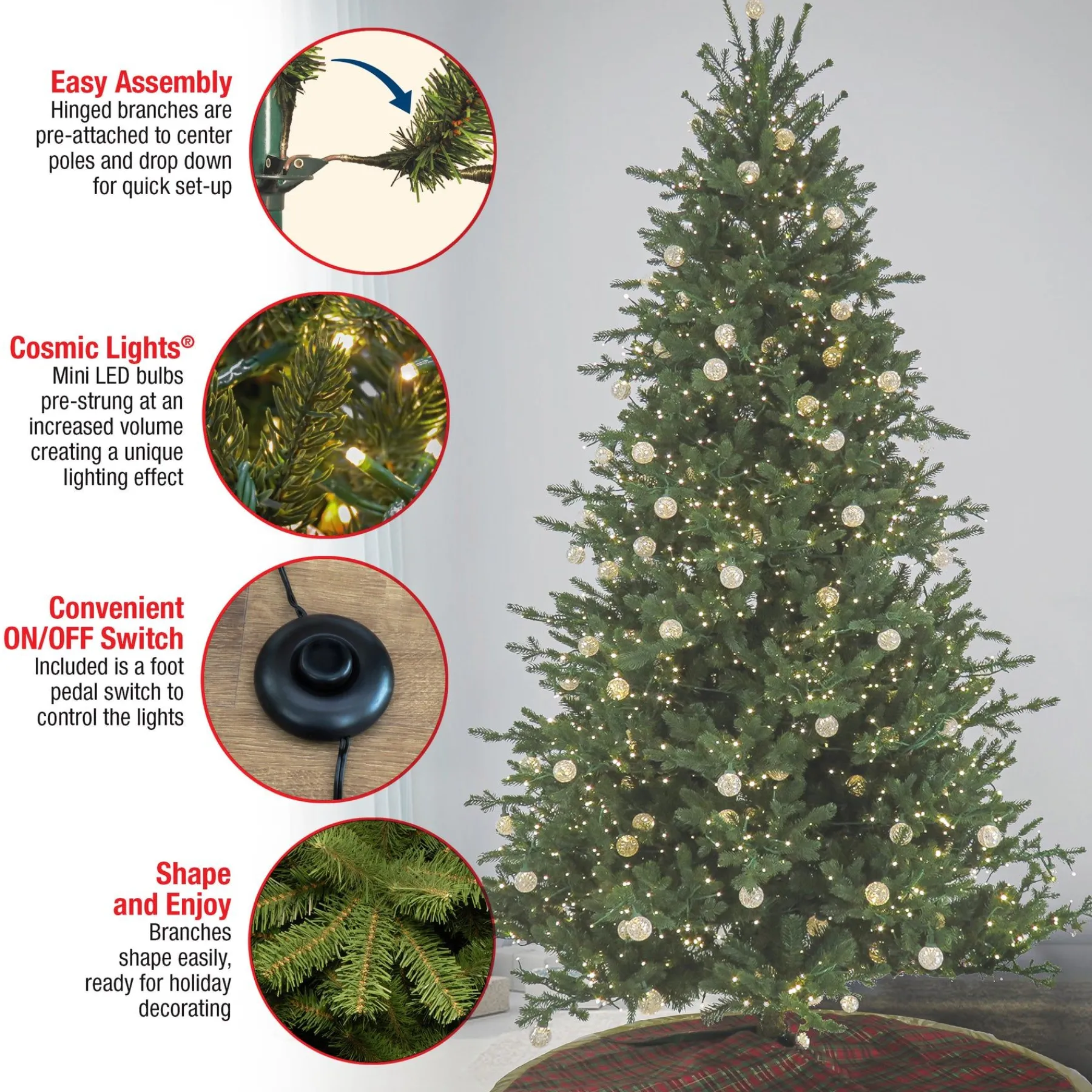 Full-National Tree Company 7.5 Ft Pre-Lit Aspen Pine Tree With Led Lights