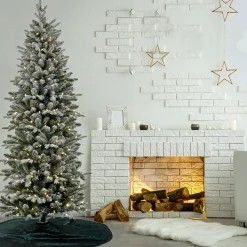 Slim-National Tree Company 7 Ft. Pre-Lit Conger Pine Pencil Slim Tree With Led Lights