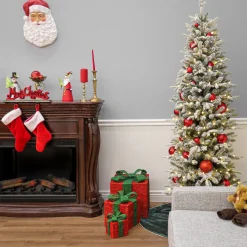 Slim-National Tree Company 7 Ft. Pre-Lit Conger Pine Pencil Slim Tree With Led Lights