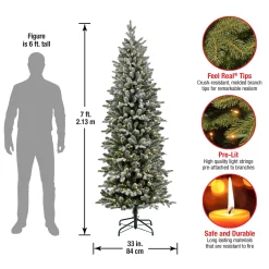 Slim-National Tree Company 7 Ft. Pre-Lit Conger Pine Pencil Slim Tree With Led Lights