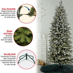 Slim-National Tree Company 7 Ft. Pre-Lit Conger Pine Pencil Slim Tree With Led Lights