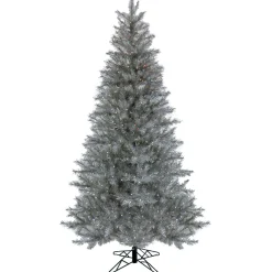 7Ft - 9Ft-National Tree Company 7.5 Ft. Pre-Lit Crystal Silver Metallic Tree