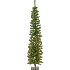 Slim-National Tree Company 6 Ft. Pre-Lit Nooksack Fir Pencil Slim Tree With Led Lights