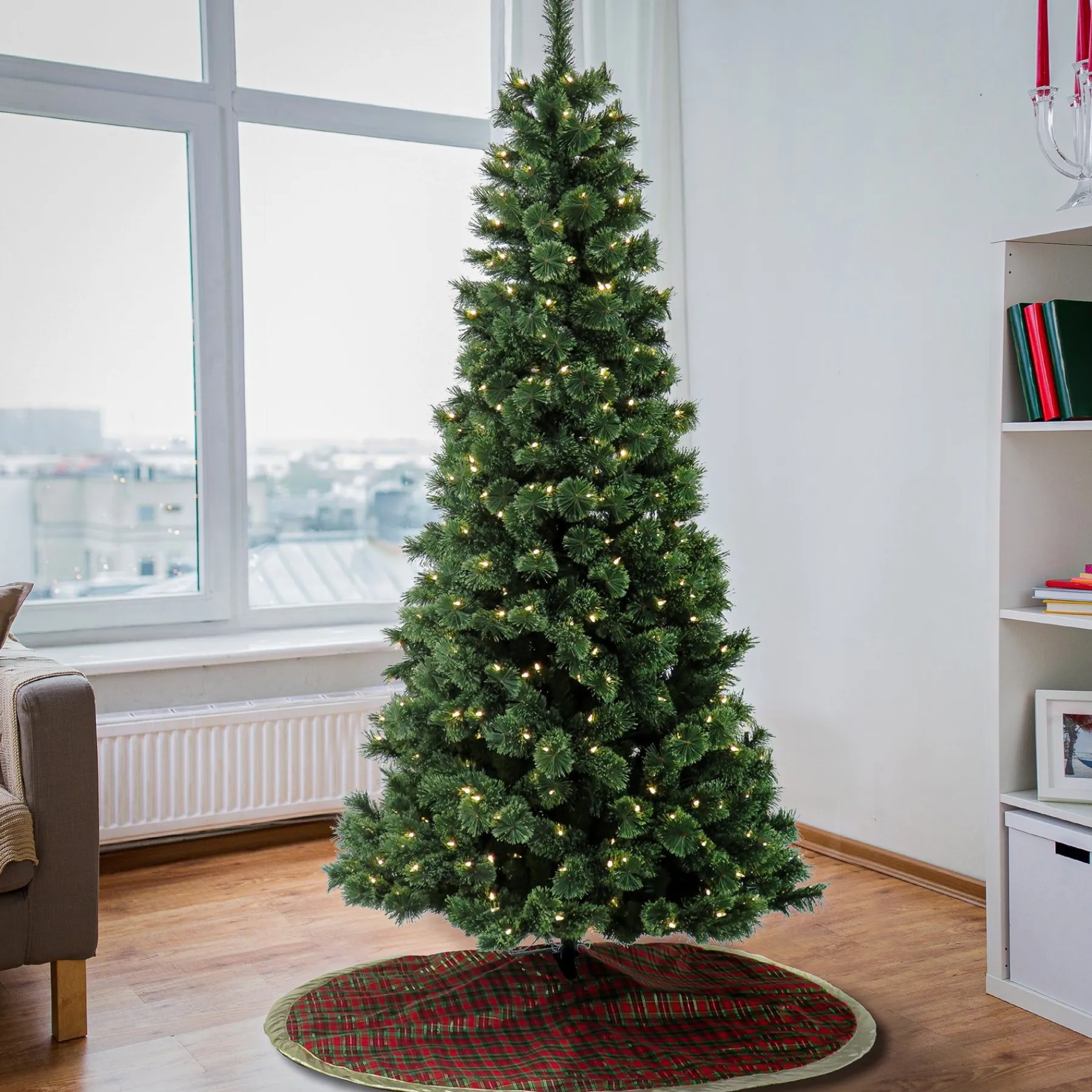 Slim-National Tree Company 7.5 Ft. Pre-Lit Pilchuck Pine Tree With Led Lights