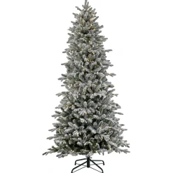 7Ft - 9Ft-National Tree Company 7 Ft Pre-Lit Snowy Calton Pine Tree With Led Lights