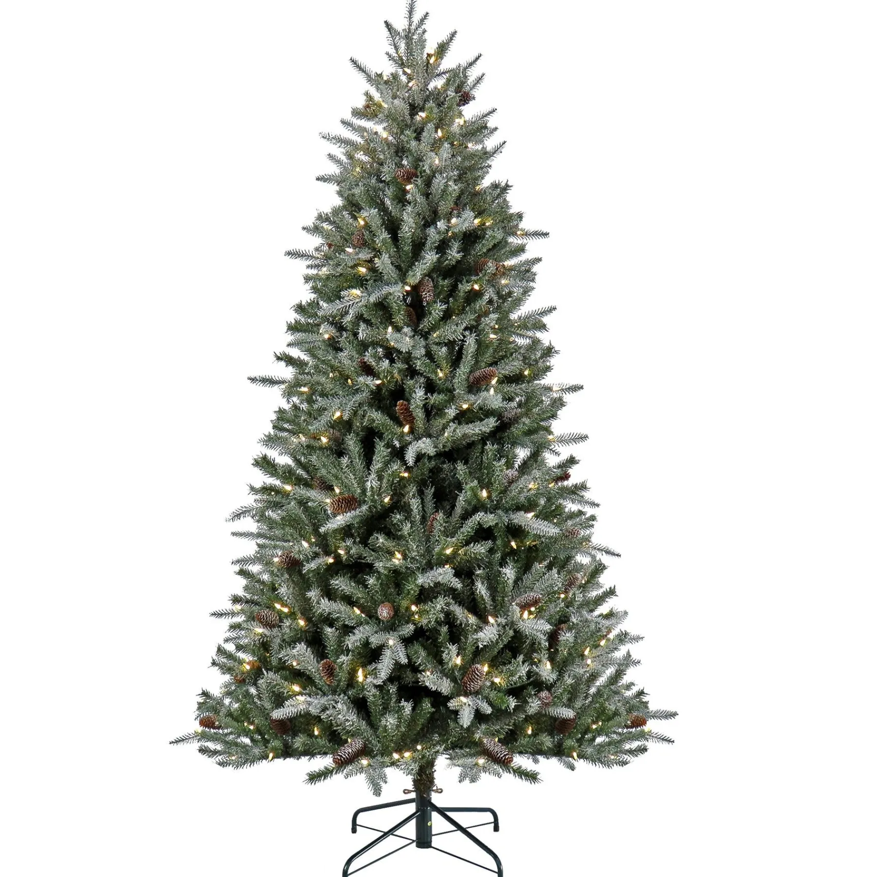 7Ft - 9Ft-National Tree Company 7 Ft Pre-Lit Snowy Olallie Pine Tree With Led Lights
