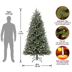 7Ft - 9Ft-National Tree Company 7 Ft Pre-Lit Snowy Olallie Pine Tree With Led Lights