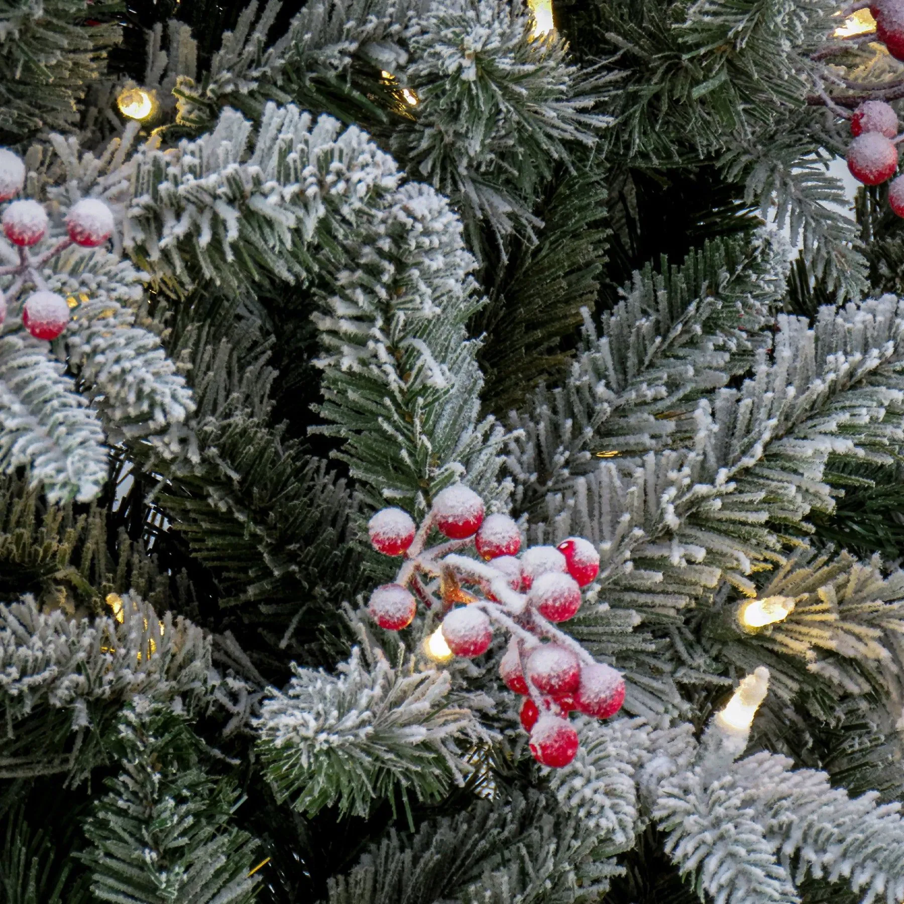 Full-National Tree Company 7.5 Ft Pre-Lit Snowy Poechmann Fir Tree With Led Lights