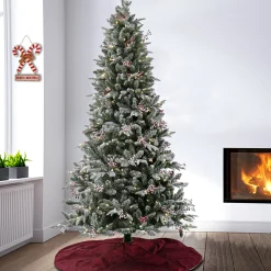 7Ft - 9Ft-National Tree Company 7.5 Ft Pre-Lit Snowy Poechmann Fir Tree With Led Lights