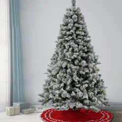 Full-National Tree Company 7.5 Ft. Pre-Lit Snowy Silver Hill Pine Tree With Led Lights