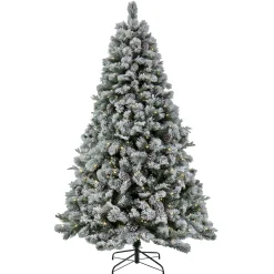 Warm White Led-National Tree Company 7.5 Ft. Pre-Lit Snowy Silver Hill Pine Tree With Led Lights